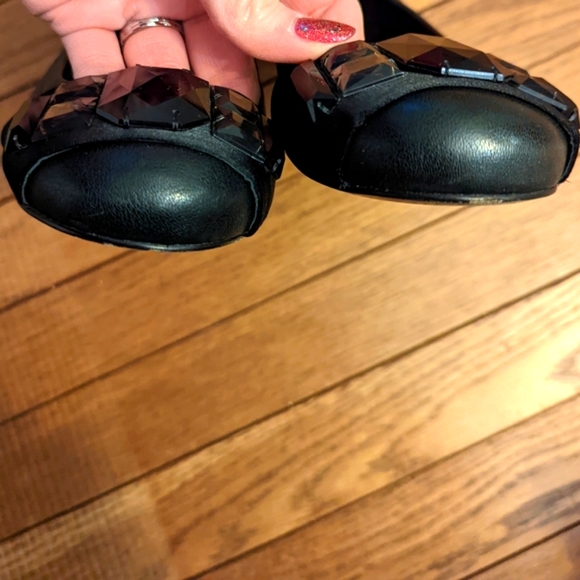 Tory Burch 8 M Black Jeweled Flats Ballet Shoes Genuine Leather Holiday Bling - Picture 8 of 12